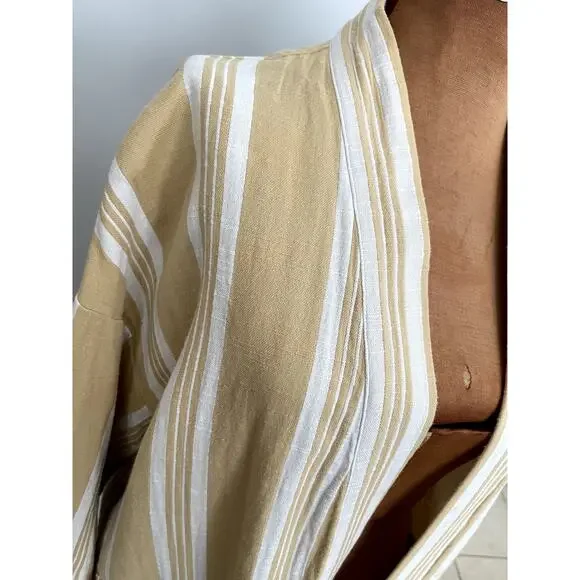 Eileen Fisher Sz S/M Striped Kimono Jacket Organic Cotton Lagenlook Boho Casual - Picture 5 of 12